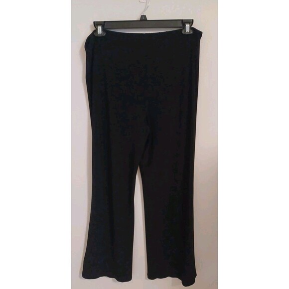 Black Palazzo Dress Pants Womens 16 Pull On Elastic Waist Wide Flare Leg Stretch - Picture 5 of 8